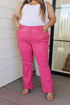 Judy Blue Tummy Control Faux Leather Pants- Hot Pink