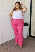 Judy Blue Tummy Control Faux Leather Pants- Hot Pink