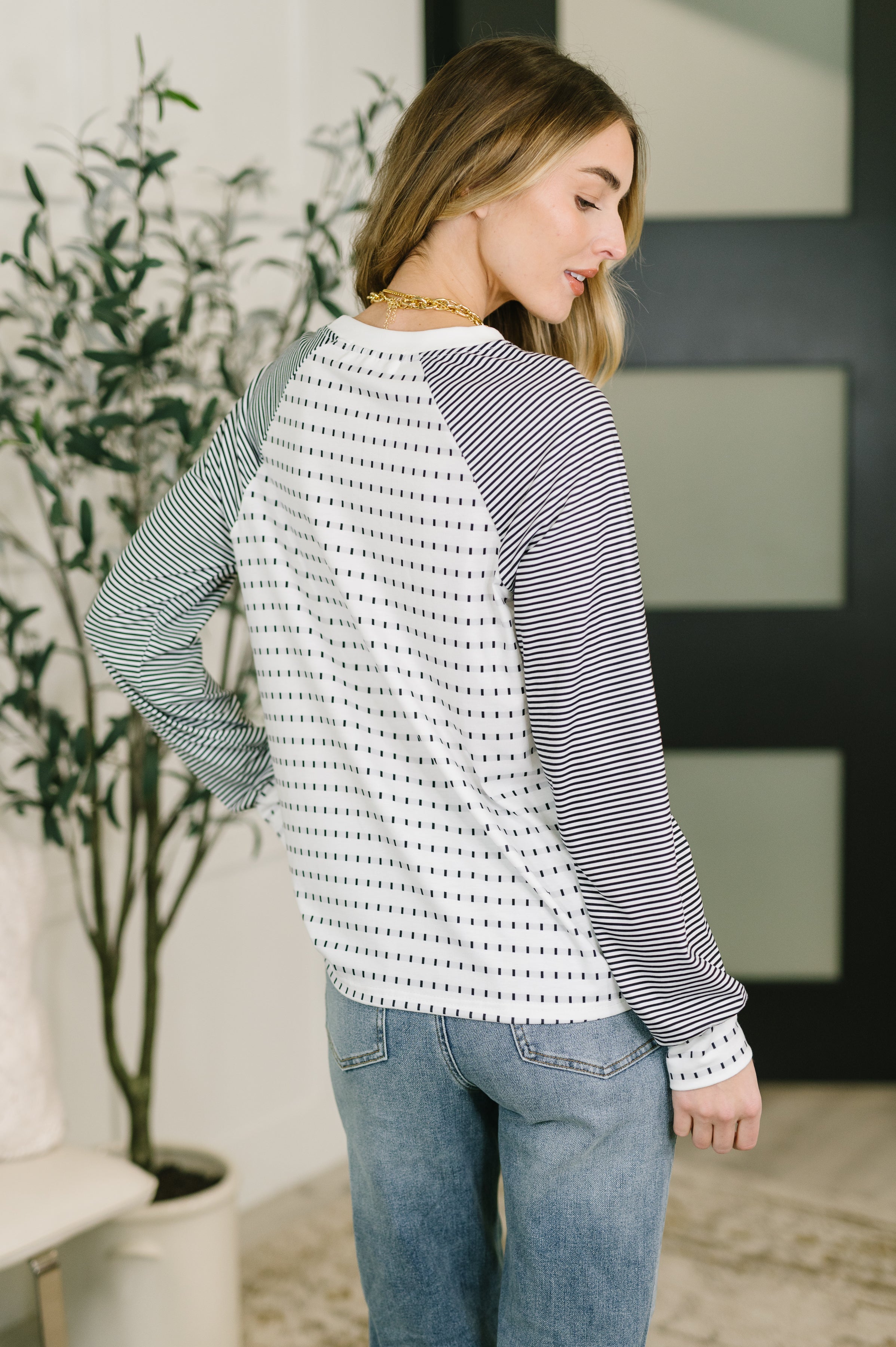 The That's What I Like Raglan Patchwork Long Sleeve Top