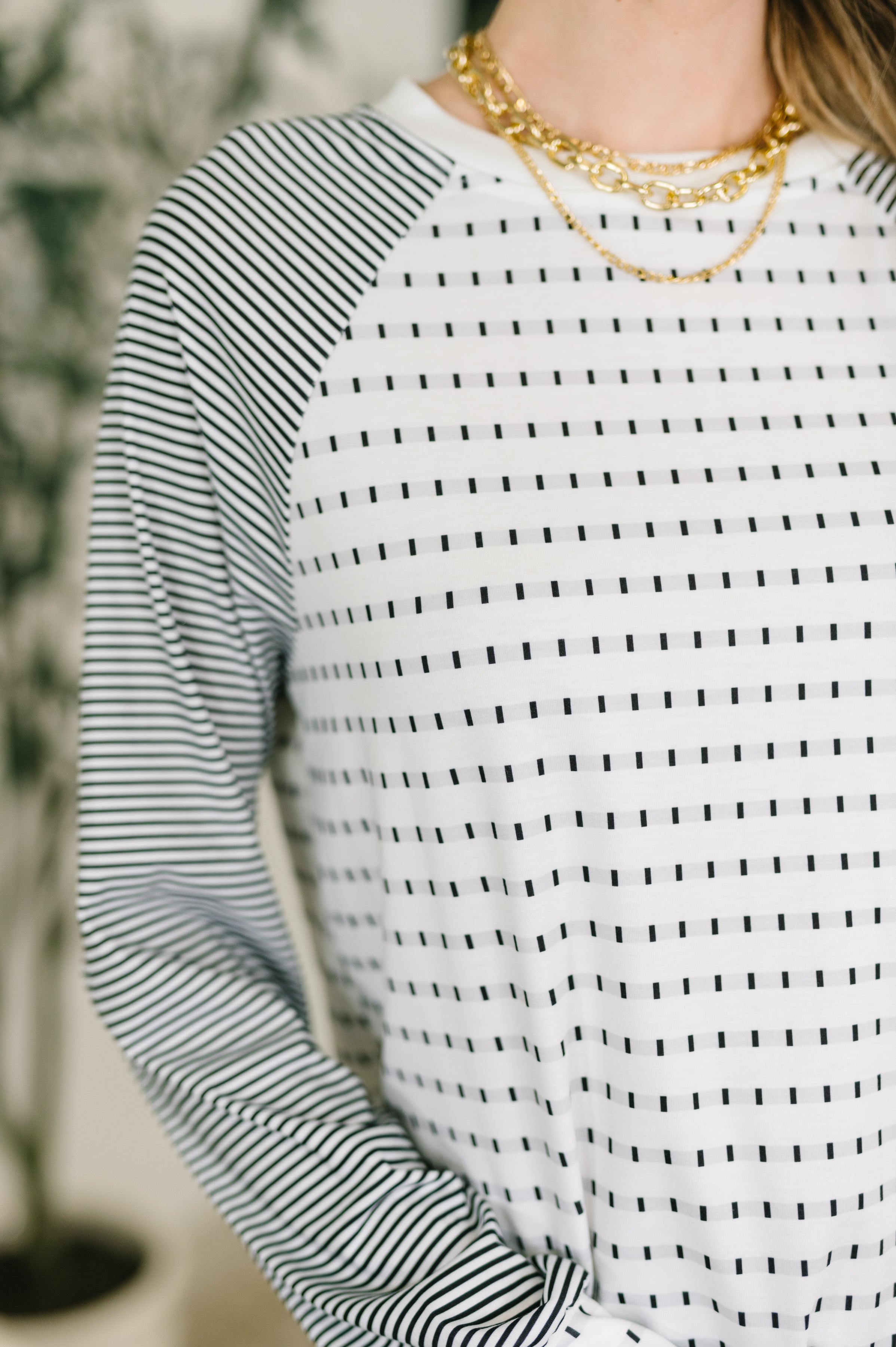 The That's What I Like Raglan Patchwork Long Sleeve Top