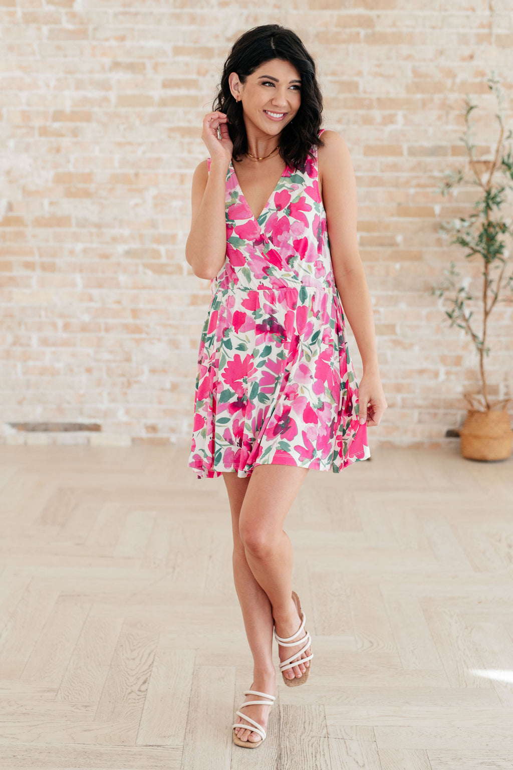 The Sun's Been Quite Kind V-Neck Dress- Pink