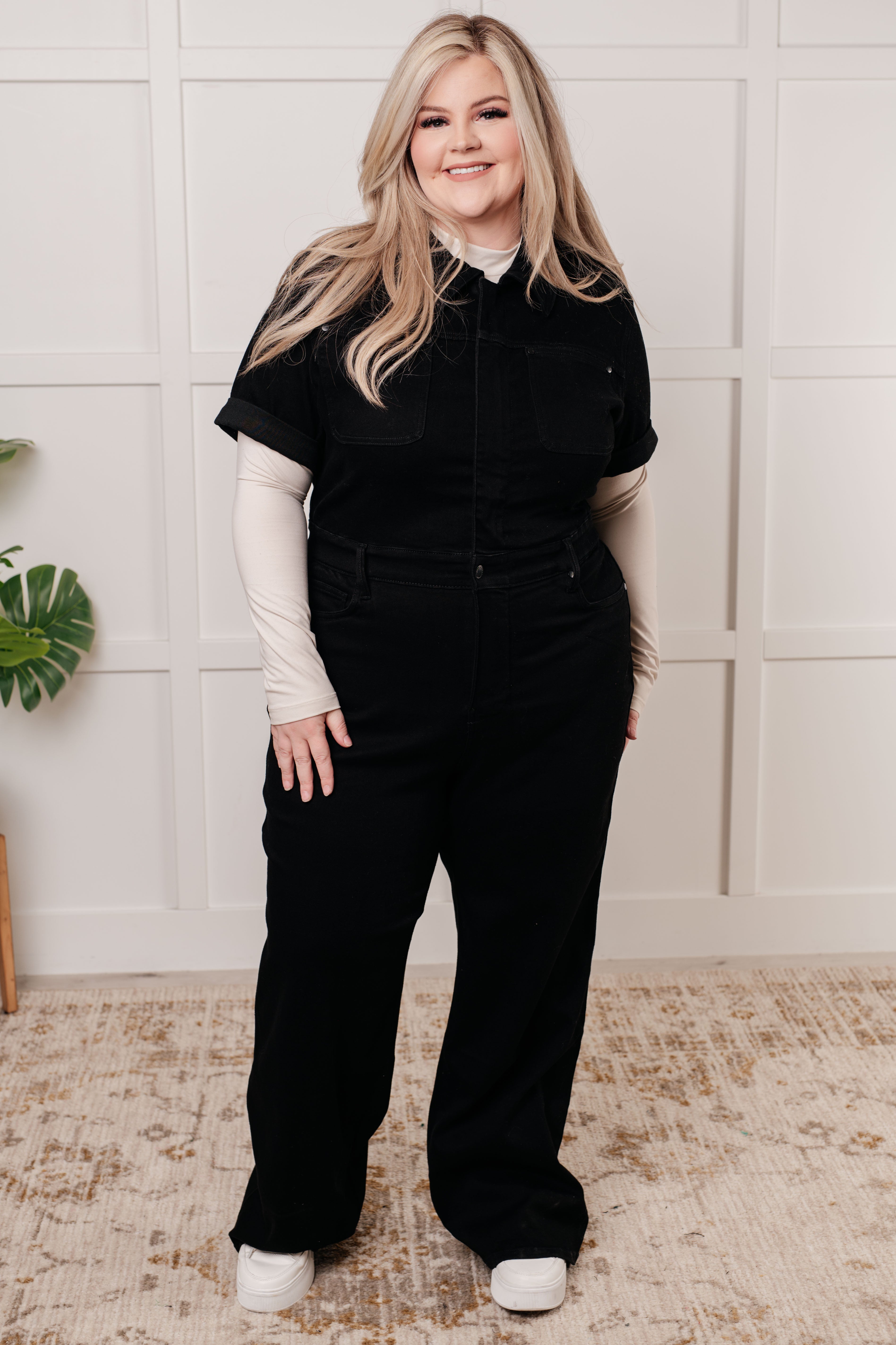 The Tilda Short Sleeve Control Top Denim Jumpsuit