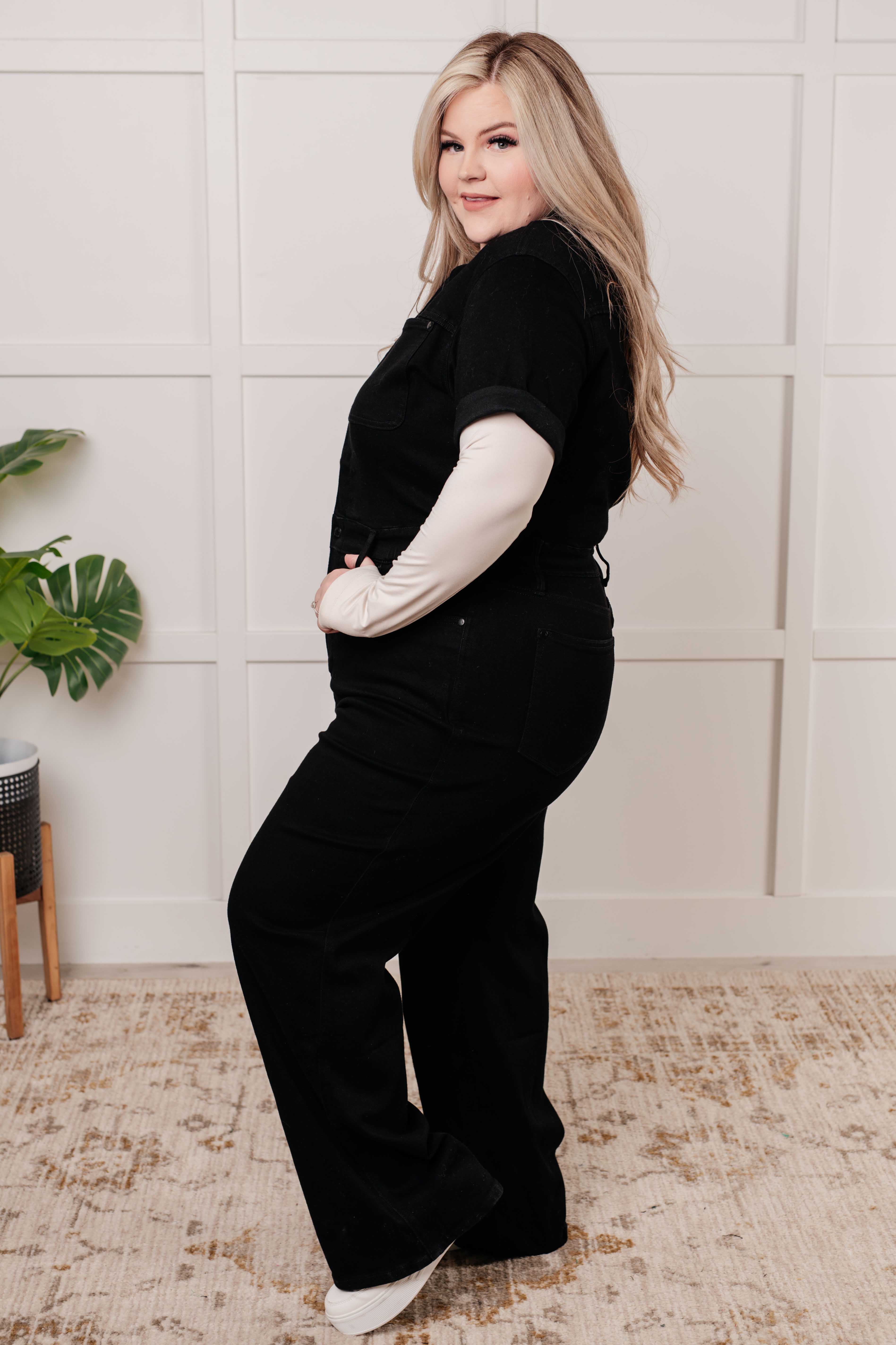 The Tilda Short Sleeve Control Top Denim Jumpsuit