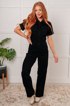 The Tilda Short Sleeve Control Top Denim Jumpsuit