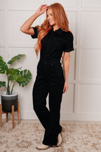 The Tilda Short Sleeve Control Top Denim Jumpsuit
