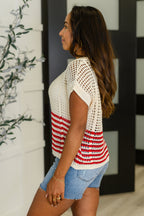 The Vibes Don't Lie Net Tee Red Striped