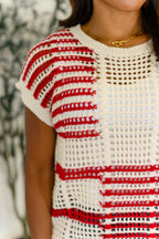 The Vibes Don't Lie Net Tee Red Striped