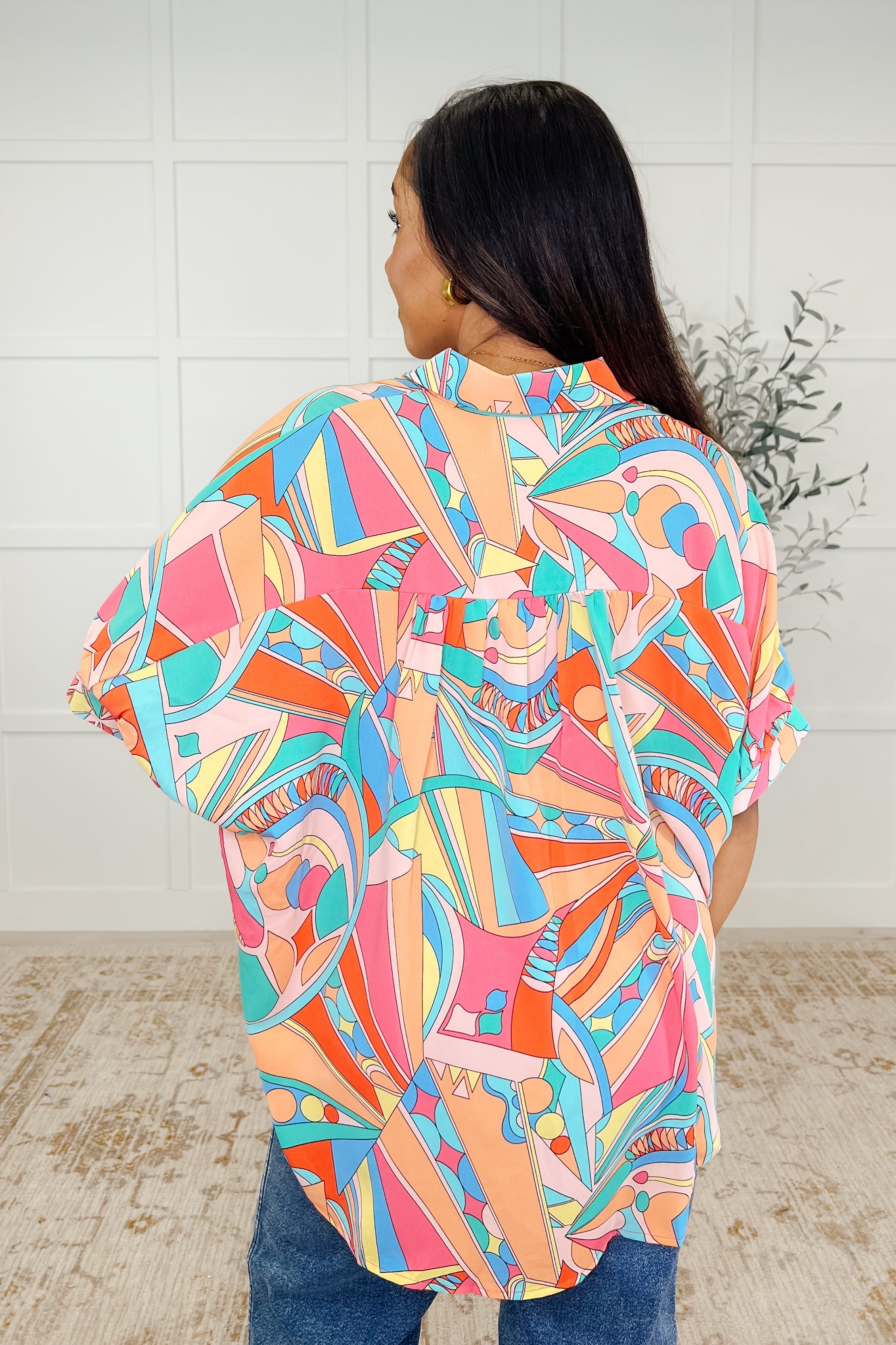 The Wide Eyed Abstract Print Batwing Blouse