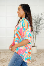 The Wide Eyed Abstract Print Batwing Blouse