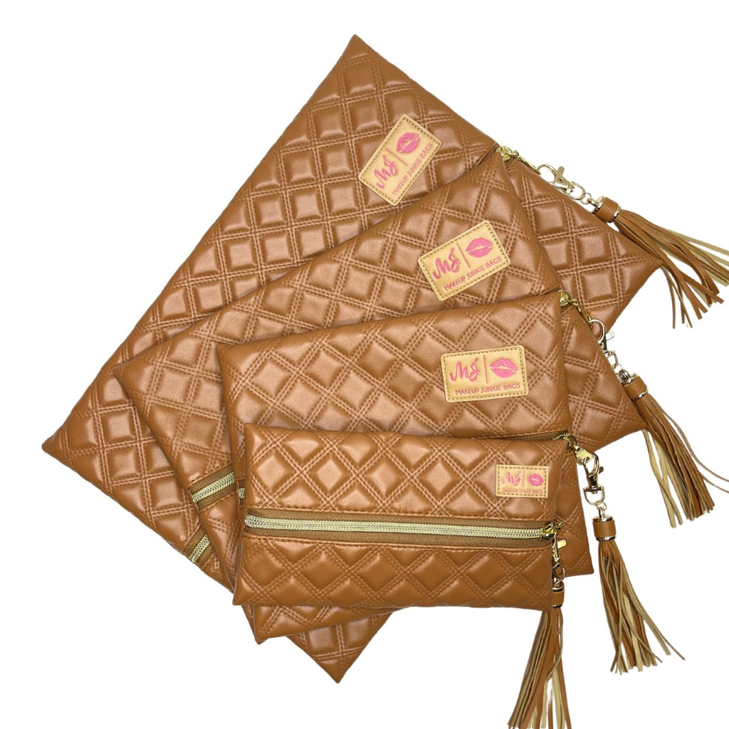 Heirloom Cognac Makeup Junkie Bags