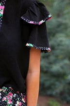 The Flutter Sleeve Blouse- Daisy Polka Dot